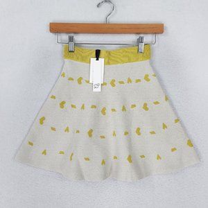 Belle Danna Skirt Girls 8 Yellow Off White Heart Youth Skater Kids A Line NEW